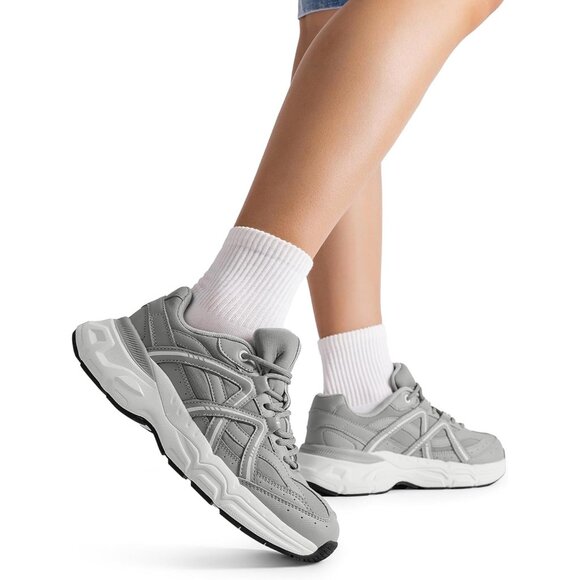 Brand New Women White MD,RB DREAM PAIRS Chunky Platform Walking Sneakers - Picture 7 of 8